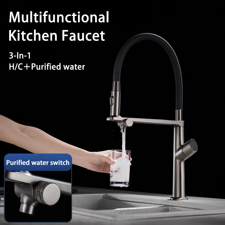 3-in-1 Kitchen Faucet Sink Purifier Faucet Hot Cold Water Pull-out