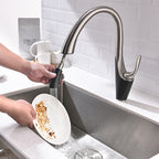 Pull-out Kitchen Sink Faucet With Hot Cold Water Settings And Rotatable Operation