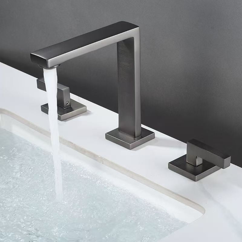 Luxury European 3-Hole Bathroom Sink Faucet with Hot & Cold Mixer Brass Basin Tap