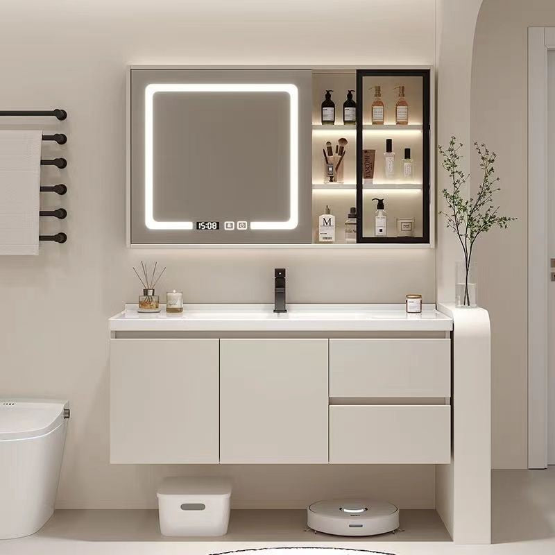 36" Floating Bathroom Vanity with Smart Mirror Cabinet | Custom Modern Bathroom Cabinet for Apartment