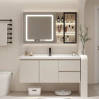 36" Floating Bathroom Vanity with Smart Mirror Cabinet | Custom Modern Bathroom Cabinet for Apartment