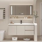 36" Floating Bathroom Vanity with Smart Mirror Cabinet | Custom Modern Bathroom Cabinet for Apartment