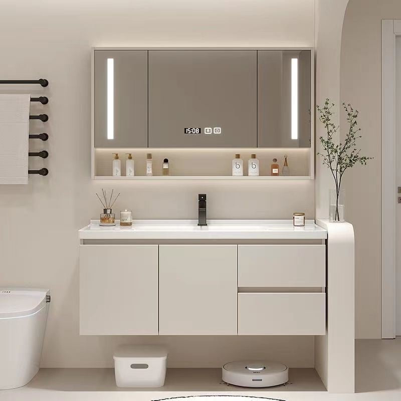 36" Floating Bathroom Vanity with Smart Mirror Cabinet | Custom Modern Bathroom Cabinet for Apartment