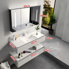 36'' Home Bathroom Vanity Plywood Cabinet with Sintered Stone Countertop Single Ceramic Basin Sink
