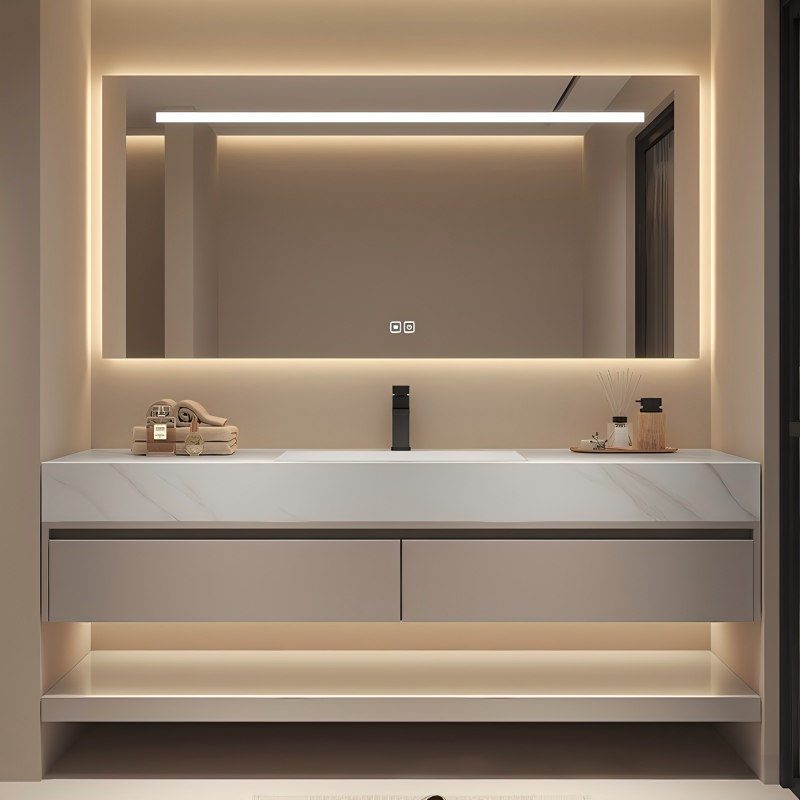 36" Wall-Mounted Bathroom Vanity Cabinet with Single Sink Basin