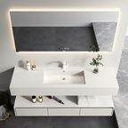 36'' Home Bathroom Vanity Plywood Cabinet with Sintered Stone Countertop Single Ceramic Basin Sink