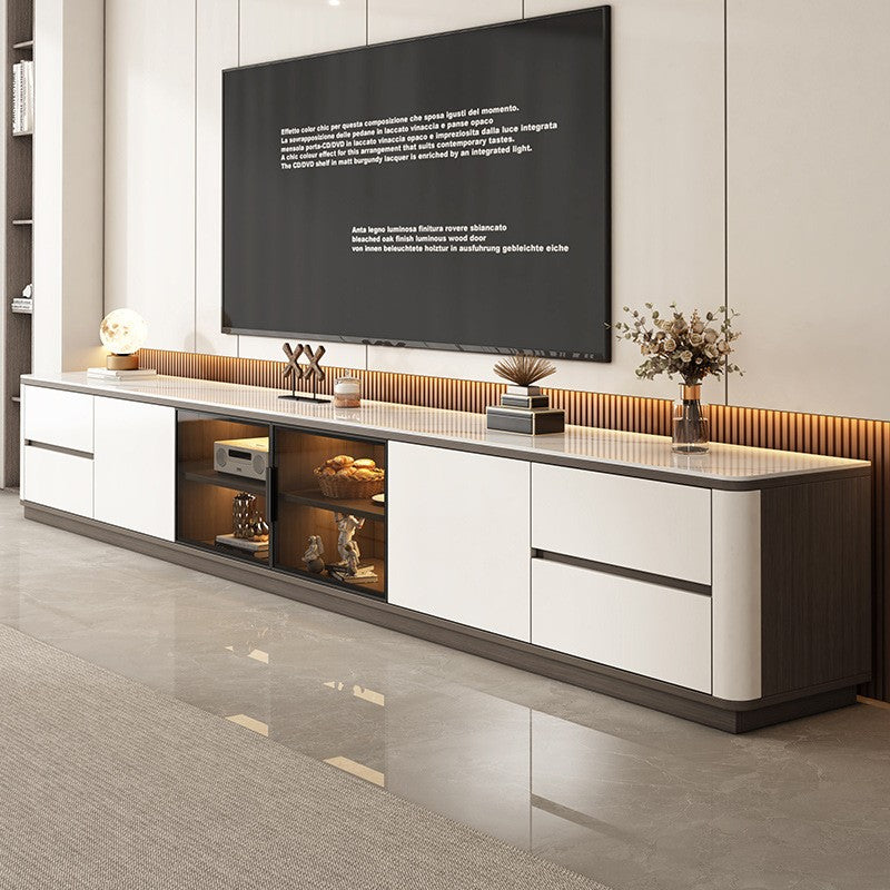 Modern Floor-Standing TV Cabinet with Drawers Plywood Custom Size & Color