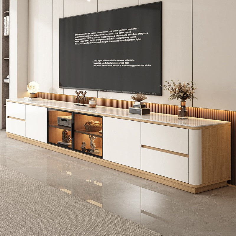 Modern Floor-Standing TV Cabinet with Drawers Plywood Custom Size & Color