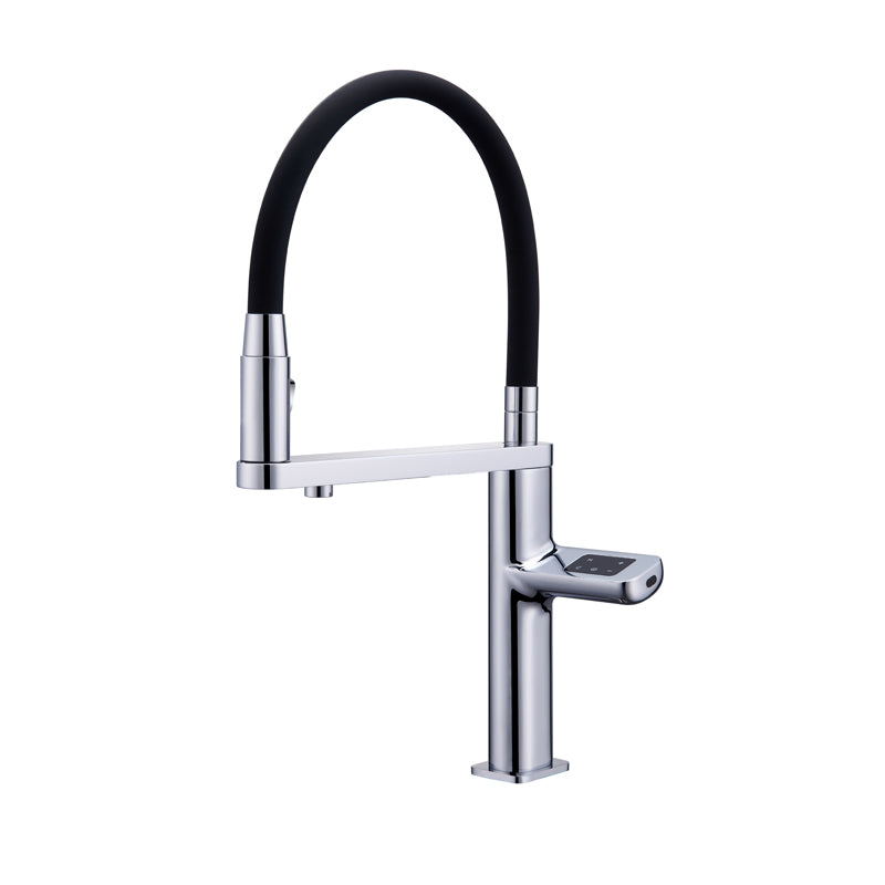 Kitchen Faucet Touch Sensor with Digital Temperature Display Hot Cold Water 3-in-1 Smart Pullout Mixer Tap