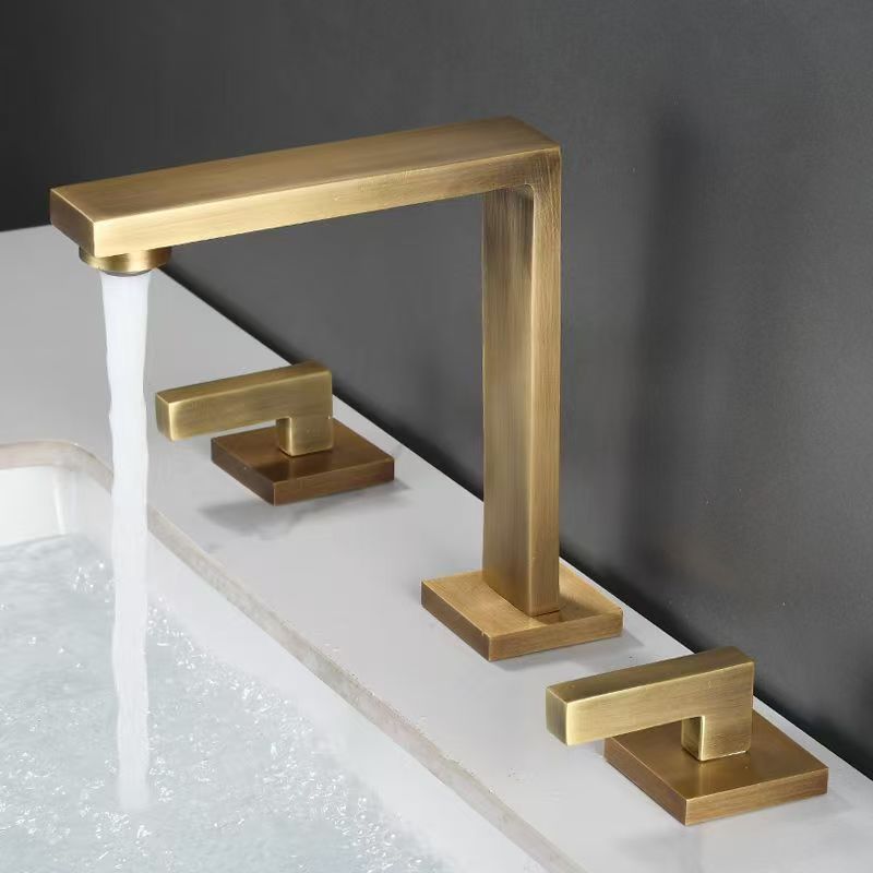 Luxury European 3-Hole Bathroom Sink Faucet with Hot & Cold Mixer Brass Basin Tap