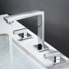 Luxury European 3-Hole Bathroom Sink Faucet with Hot & Cold Mixer Brass Basin Tap
