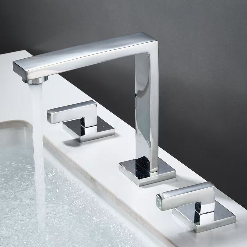Luxury European 3-Hole Bathroom Sink Faucet with Hot & Cold Mixer Brass Basin Tap