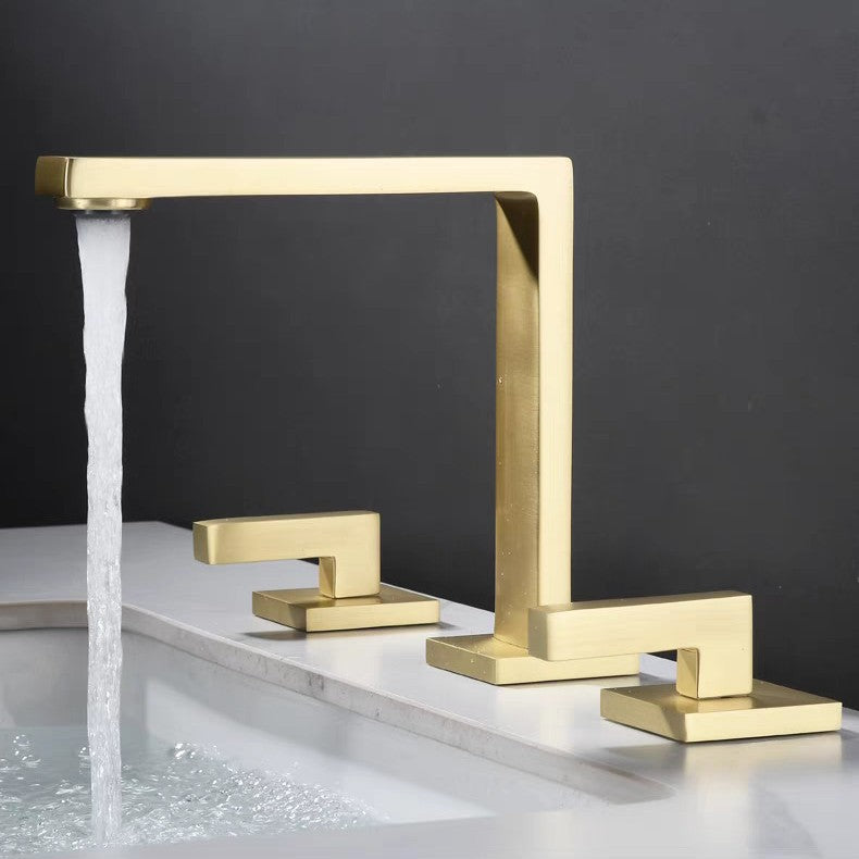 Luxury European 3-Hole Bathroom Sink Faucet with Hot & Cold Mixer Brass Basin Tap