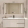 36" Floating Bathroom Vanity with Smart Mirror Cabinet | Custom Modern Bathroom Cabinet for Apartment