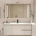 36" Floating Bathroom Vanity with Smart Mirror Cabinet | Custom Modern Bathroom Cabinet for Apartment