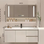 36" Floating Bathroom Vanity with Smart Mirror Cabinet | Custom Modern Bathroom Cabinet for Apartment
