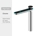 Multifunctional Basin Faucet With LED Temperature Display Hot Cold Ambient Lighting