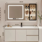 36" Floating Bathroom Vanity with Smart Mirror Cabinet | Custom Modern Bathroom Cabinet for Apartment