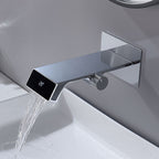 Bathroom Hot Cold Wall Mounted Waterfall Digital Display Basin Faucet