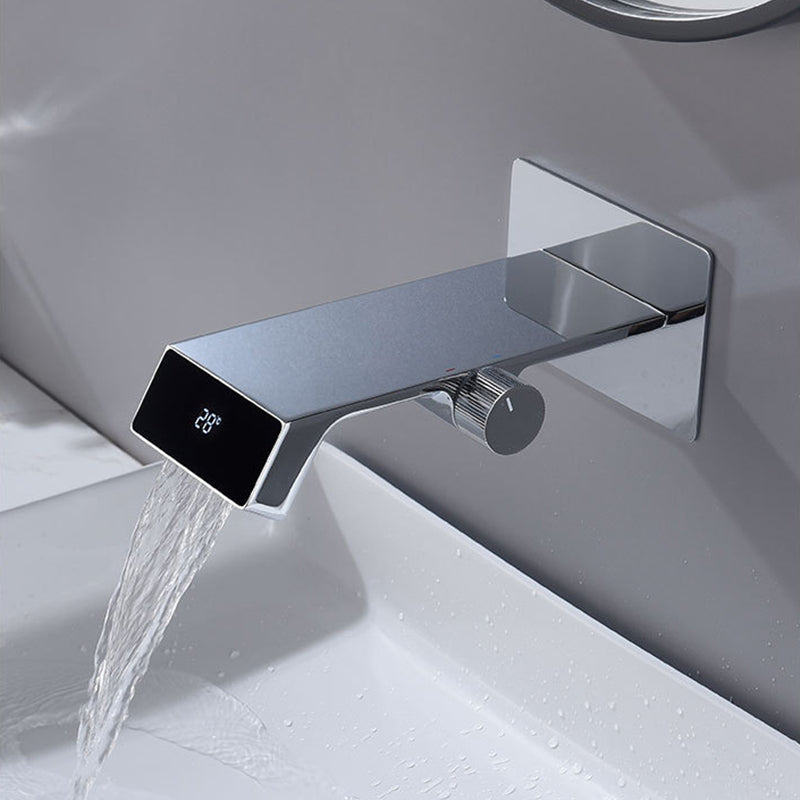 Bathroom Hot Cold Wall Mounted Waterfall Digital Display Basin Faucet