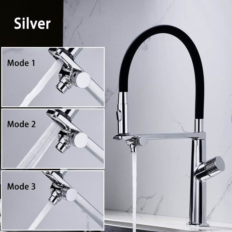 3-in-1 Kitchen Faucet Sink Purifier Faucet Hot Cold Water Pull-out