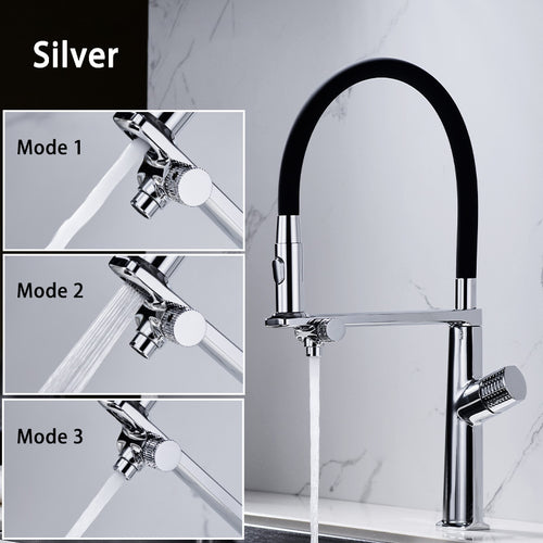 3-in-1 Kitchen Faucet Sink Purifier Faucet Hot Cold Water Pull-out