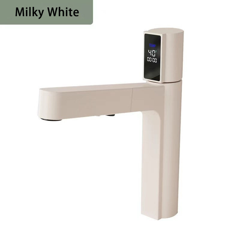Bathroom Hot Cold Pull-Out Digital Display Basin Faucet