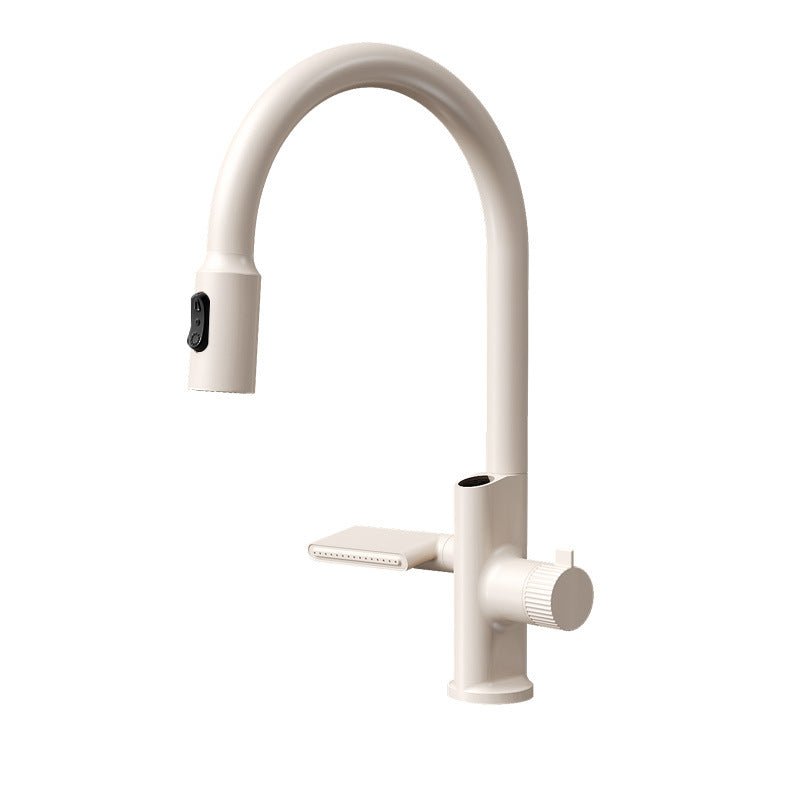 Kitchen Sink Faucet Hot Cold Water Waterfall Digital Display Pull-out