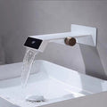 Bathroom Hot Cold Wall Mounted Waterfall Digital Display Basin Faucet