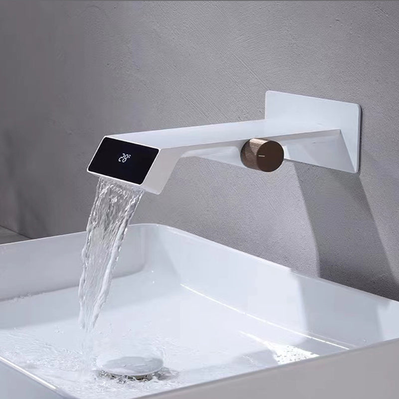 Bathroom Hot Cold Wall Mounted Waterfall Digital Display Basin Faucet