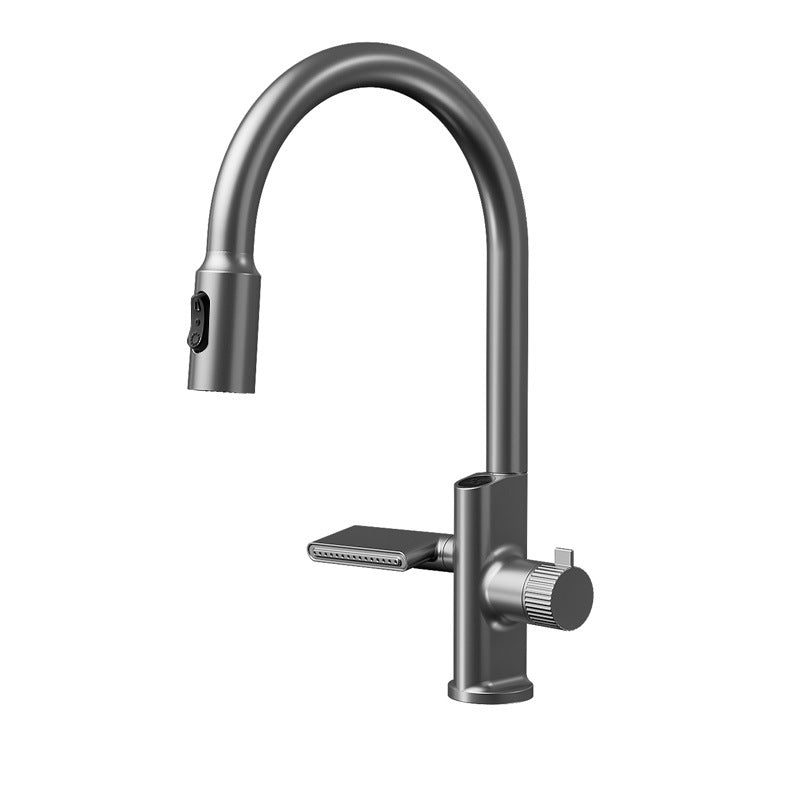 Kitchen Sink Faucet Hot Cold Water Waterfall Digital Display Pull-out