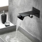 Bathroom Hot Cold Wall Mounted Waterfall Digital Display Basin Faucet