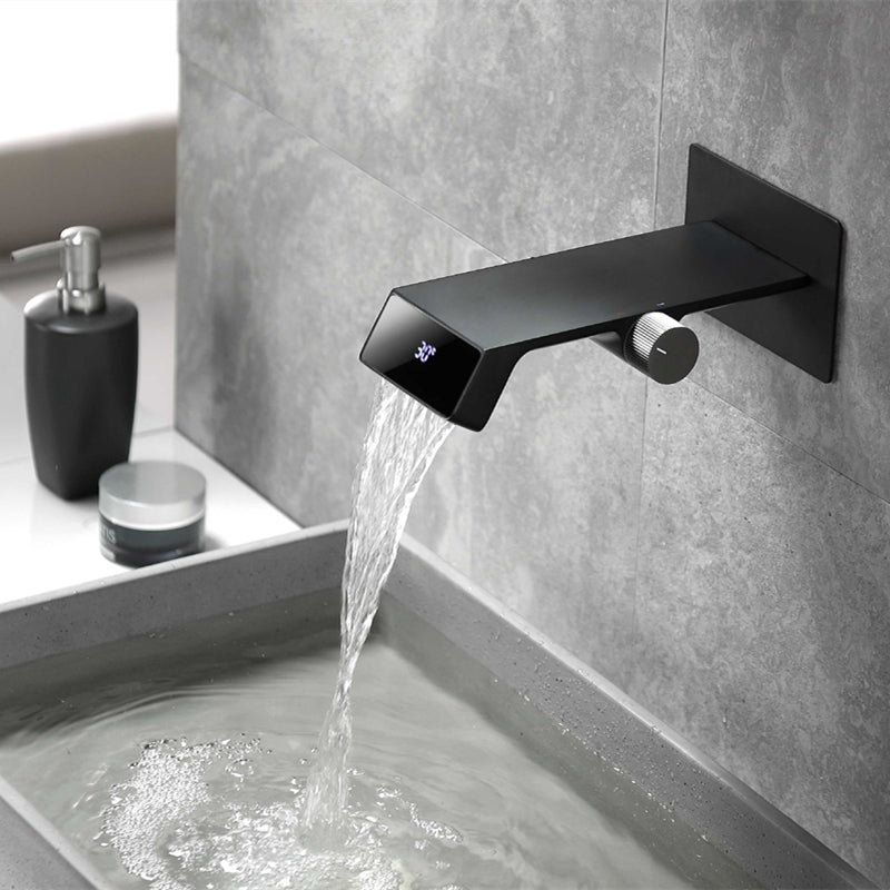 Bathroom Hot Cold Wall Mounted Waterfall Digital Display Basin Faucet