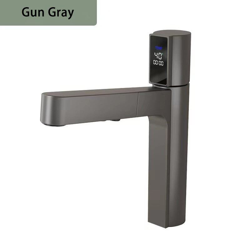 Bathroom Hot Cold Pull-Out Digital Display Basin Faucet