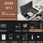 32 Inch Undermount Kitchen Sink 304 Stainless Steel  Black Single Bowl with Pull-out Hot Cold Faucet