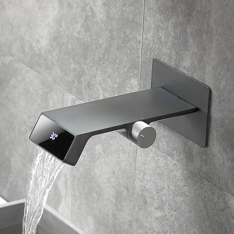 Bathroom Hot Cold Wall Mounted Waterfall Digital Display Basin Faucet