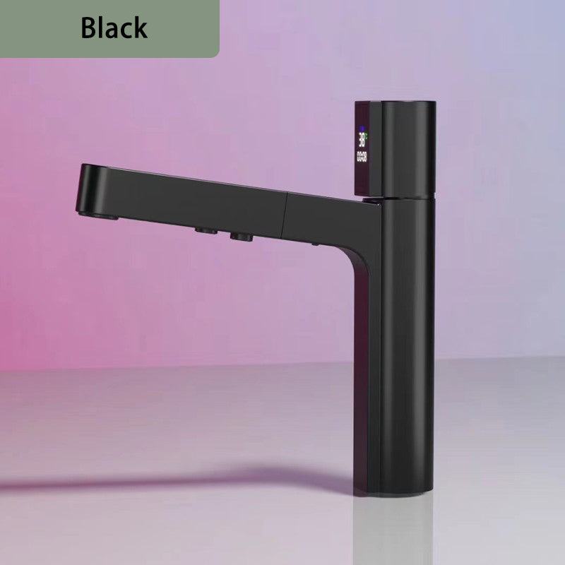 Bathroom Hot Cold Pull-Out Digital Display Basin Faucet