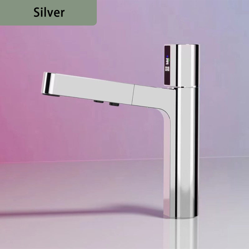 Bathroom Hot Cold Pull-Out Digital Display Basin Faucet