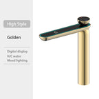 Multifunctional Basin Faucet With LED Temperature Display Hot Cold Ambient Lighting