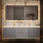Modern Floating Bathroom Vanity with Smart Mirror Cabinet Custom Painted Plywood Cabinet